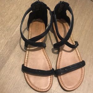 Lightly worn black sandals